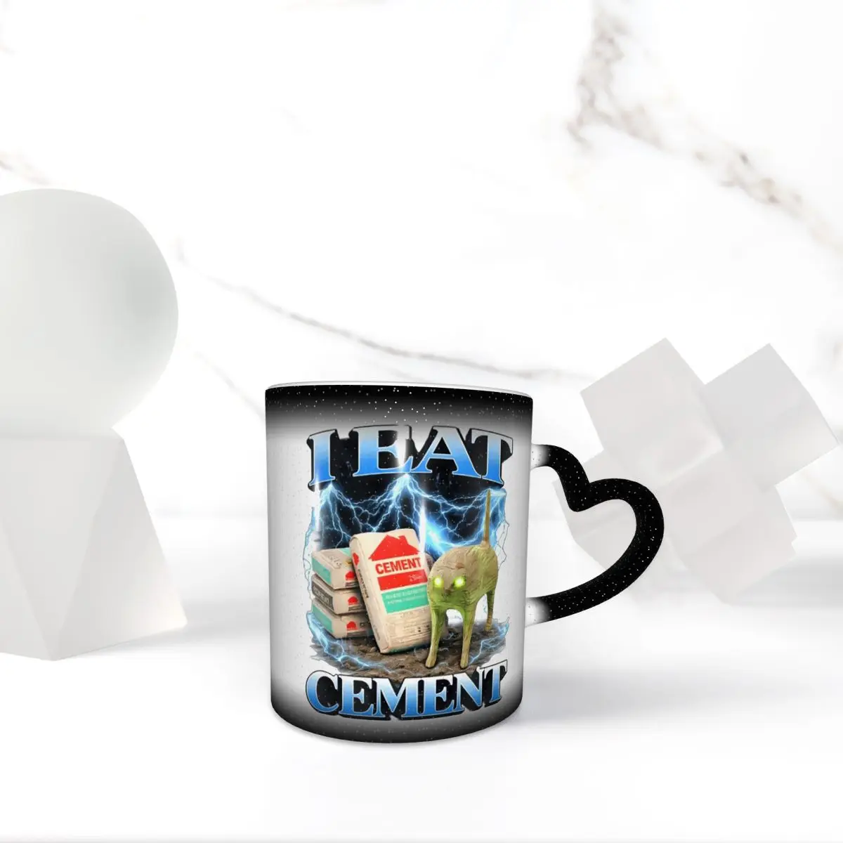 I Eat Cement Funny Cat Meme Mug Funny Ceramic Coffee Cups Tea Mugs Milk Cup Drinkware Gift for Woman Man