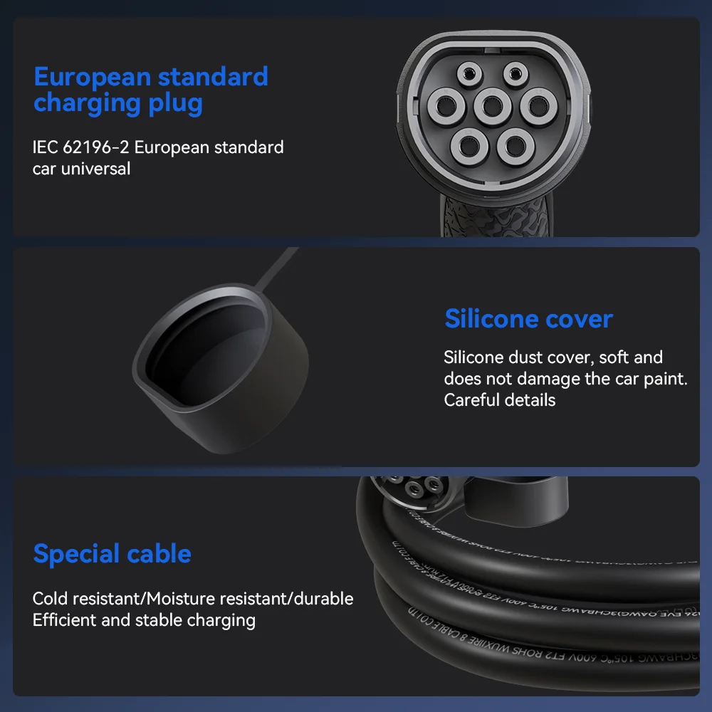 Tiens ons-Câble de charge EV, câble de chargeur, prise femelle vers prise mâle, câble de charge EVSE, TPU, Vope2 vers Vope2, 22KW, 32A, 5m