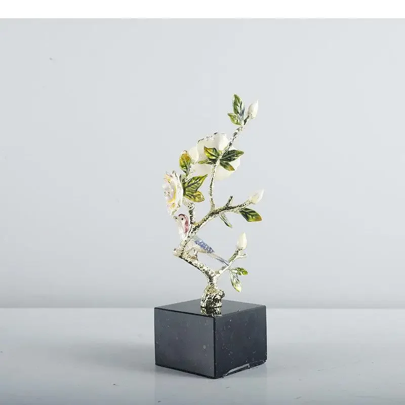 

#For Gold-plated Flowers Sculpture Crafts Marble Base Ornaments Room Aesthetics Decor Desk Decoration Painted Alloy Flower Statu