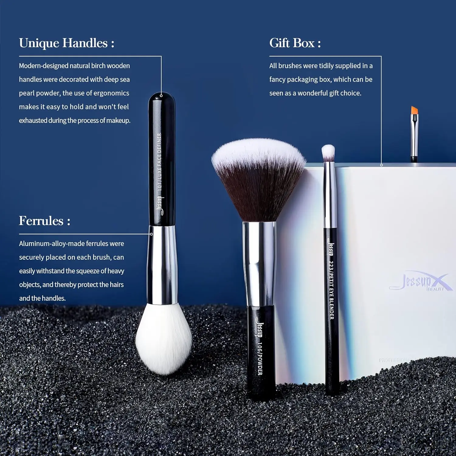 25-Piece Professional Makeup Brush Set for Foundation, Powder, Eyeshadow, Blending & More with Natural-Synthetic Hair