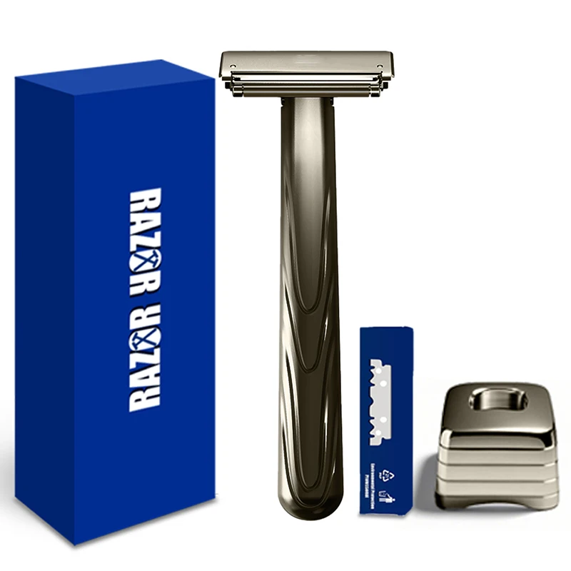 RZACLEA 21TS Glide Pro 4D Super Safety Shaving Shaver with Stand for Man Women Haft One Blade ECO-friendly Metal Razor Gift Box