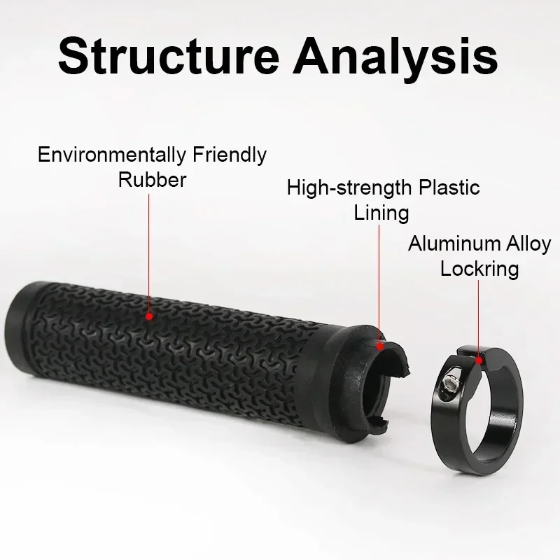 BUCKLOS 자전거 그립 잠금 장치, MTB 핸들 바 그립, 충격 흡수, 미끄럼 방지, 산악 자전거 그립, 부드러운 MTB 커프
