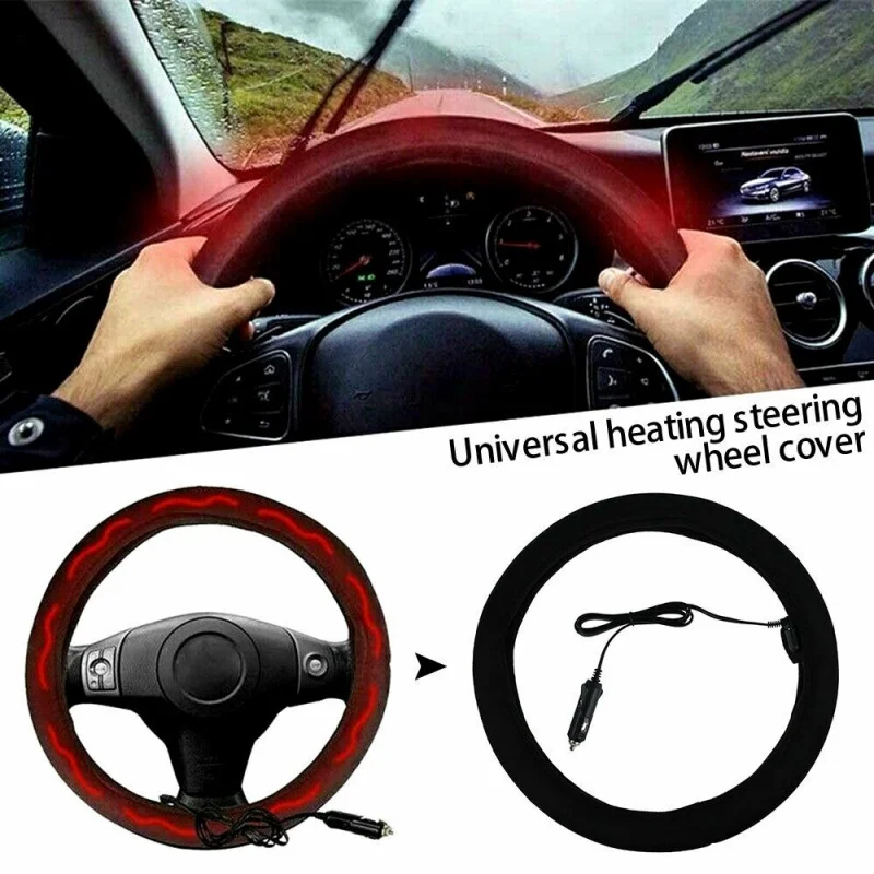 

Car Steering Wheel Heating Sleeve Winter Universal 12V Warm Heating Steering Wheel Cover Cold Proof Car Accessory