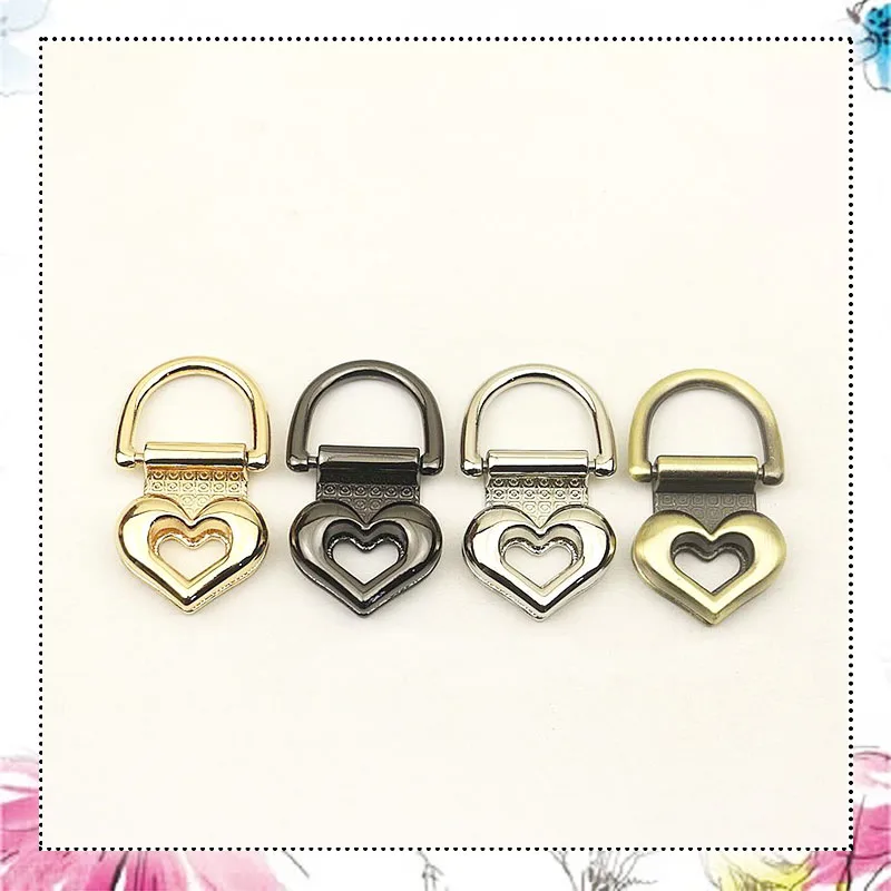 

10pcs 20mm Metal Bag Connector Side Buckles Heart O D Ring Hanger Pull Clip Hook DIY Handbag Strap Clasp Part Accessories