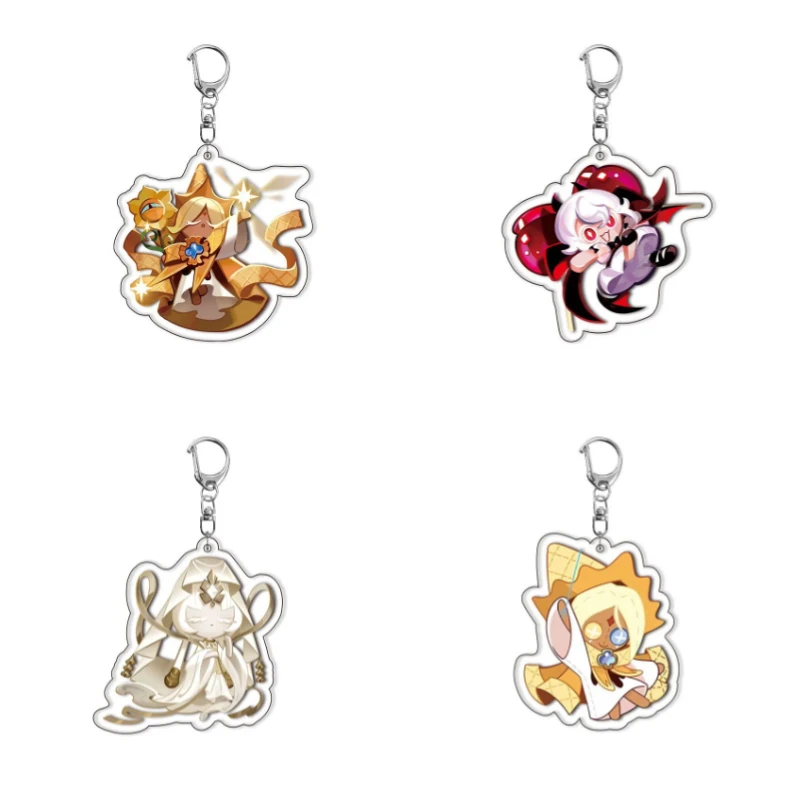 Gingerbread Acrylic Keychain Man Kingdom Cheese Biscuit Pendant Q Version Fancy Flour Biscuit Gold Hanging Decoration Key Ring