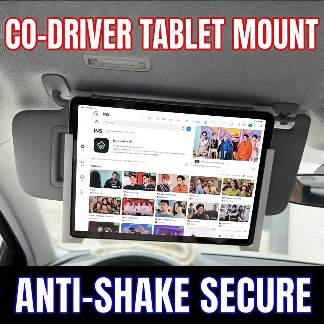 Suporte de Tablet para Carro com Montagem no Visor Solar para Dispositivos de 7 a 12 Polegadas, Design Antiderrapante e Durável para Viagens Longas, Adultos e Crianças