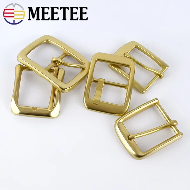 Meetee 1Pc 30/35/40mm Pure Brass Belt Buckle Copper Pin Buckles Waistband Head Jeans Decor Band Clasp Leather Crafts Accessories