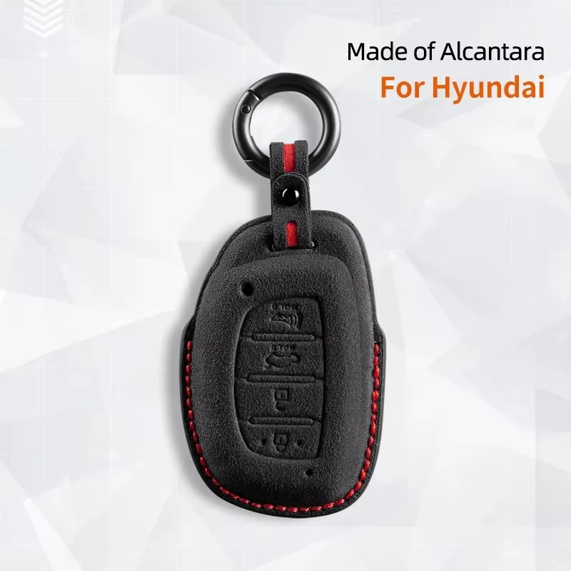 For Hyundai Tucson Santa Fe Rena Sonata Elantra Creta I10 I30 I40 Accessories 4 Button Suede Car Smart Key Case Cover Shell