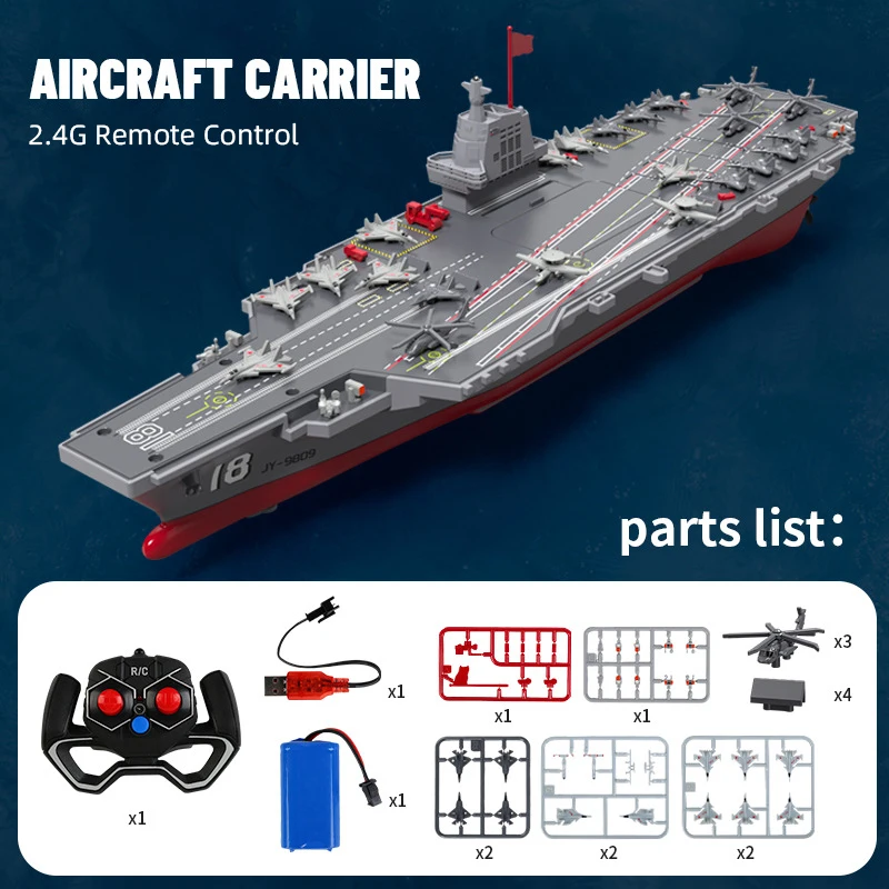 S19 2.4G Remote Control Aircraft Carrier Warship Model High Speed Electric Boat Children's Toys RC Ship Speedboat Boys Girl Gift