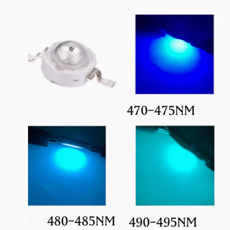 High Power 1W 3W 5W SMD LED, Light-Blue 470nm, Ice-blue 480nm, Blue 490nm, Aquarium Light