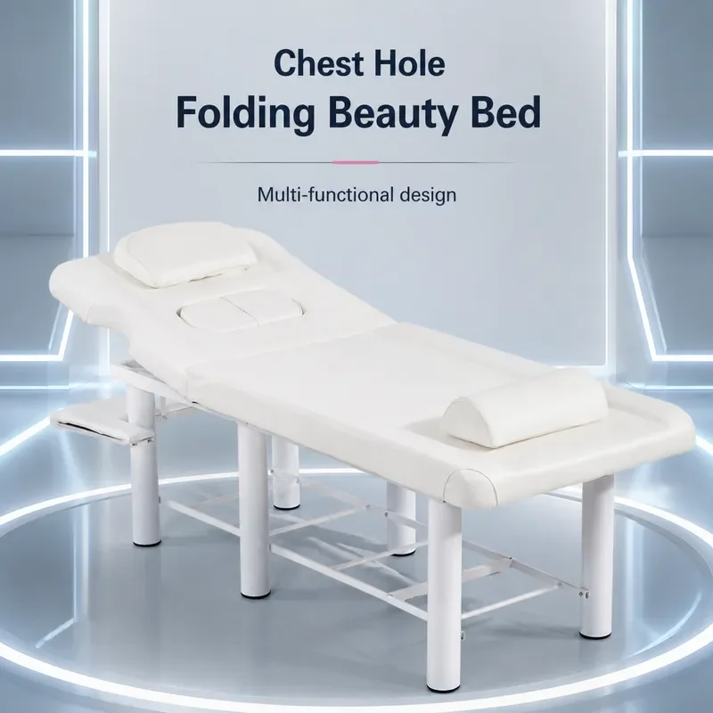 Folding Massage Bed with Chest Hole and Backrest for Wellness Center Beauty Tattoo Traditional Chinese Medicine