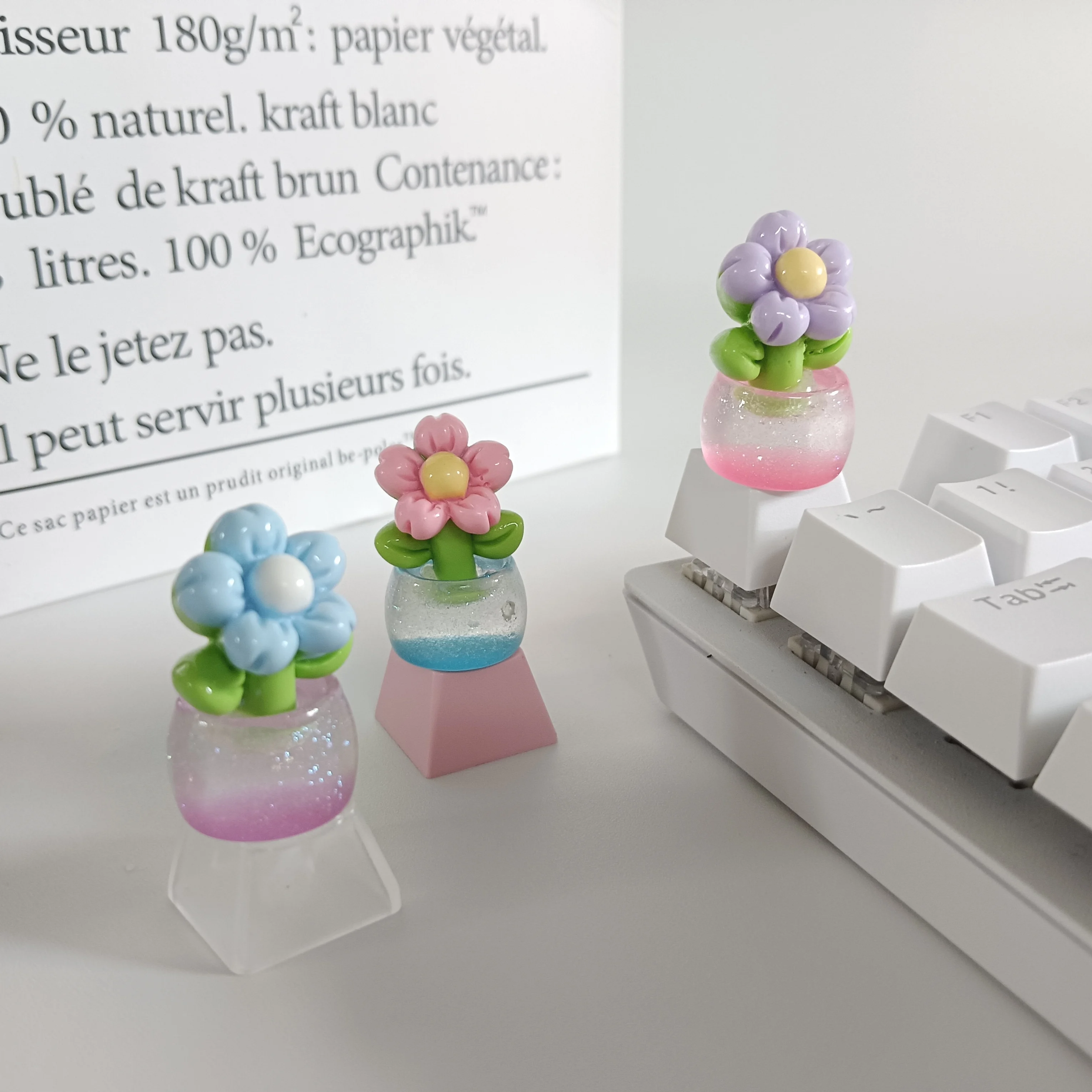 New Vase Flower Keycaps Customization DIY Cross Axis Mechanical Keyboard Keycap Decoration Accessories