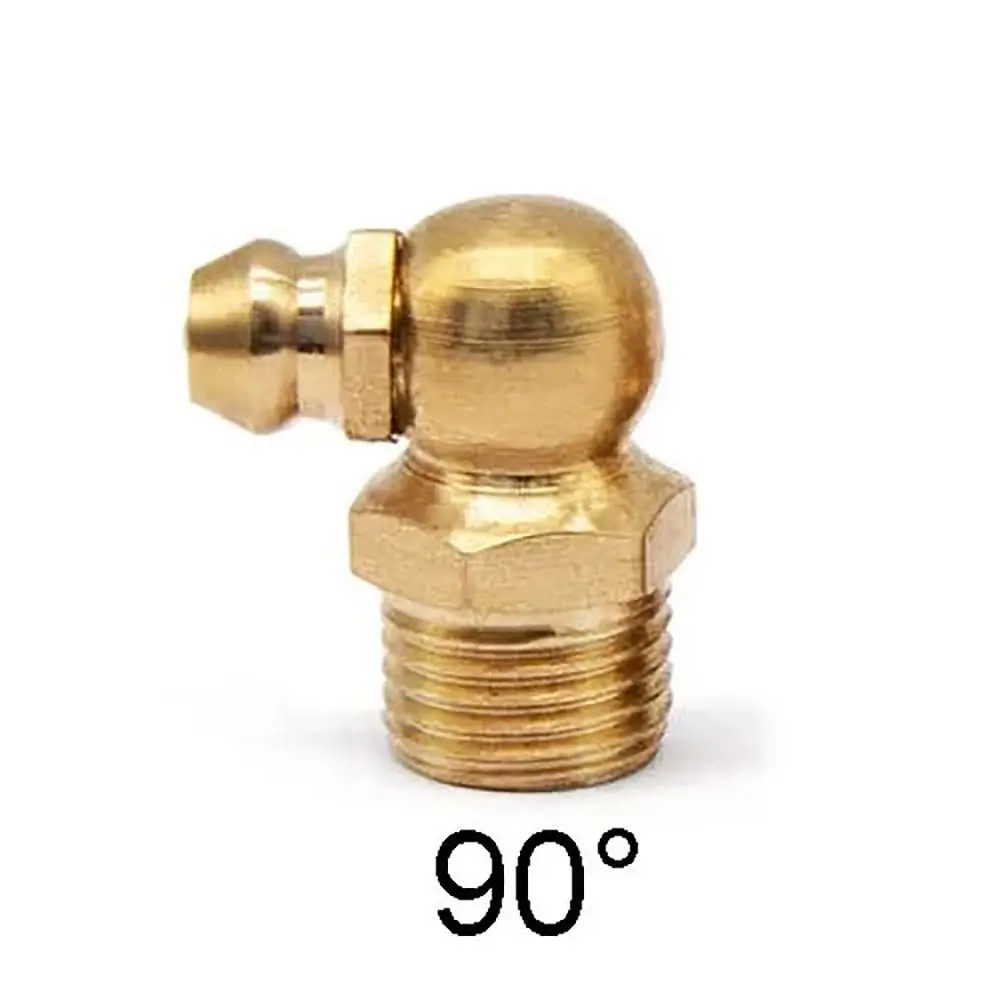 10Pcs M4-M20 Brass Grease Nipple Straight 45 Degree 90 Degree Thread Fitting Grease Zerk Nipple Flat Smooth Mouth Brass