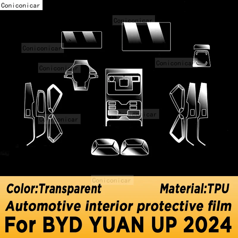 For BYD YUAN UP 2024 Gearbox Panel Navigation Automotive Interior Screen TPU Protective Film Cover Anti-Scratch Sticker