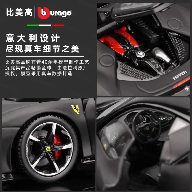 Genuino 1/24 Bburago Ferrari SF90 Purosangue 499P 488 F50 F12 TDF 12 modelo de coche de aleación de cilindro modelo de colección en Stock juguetes de regalo