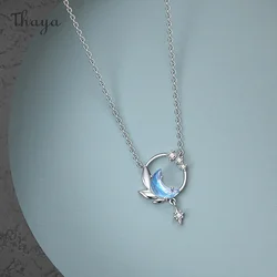 Thaya Original Design 40+5cm Moon Pendant Necklace Crystal Silver Necklace For Women Fashion Chorker Elegant Fine Jewelry Gift