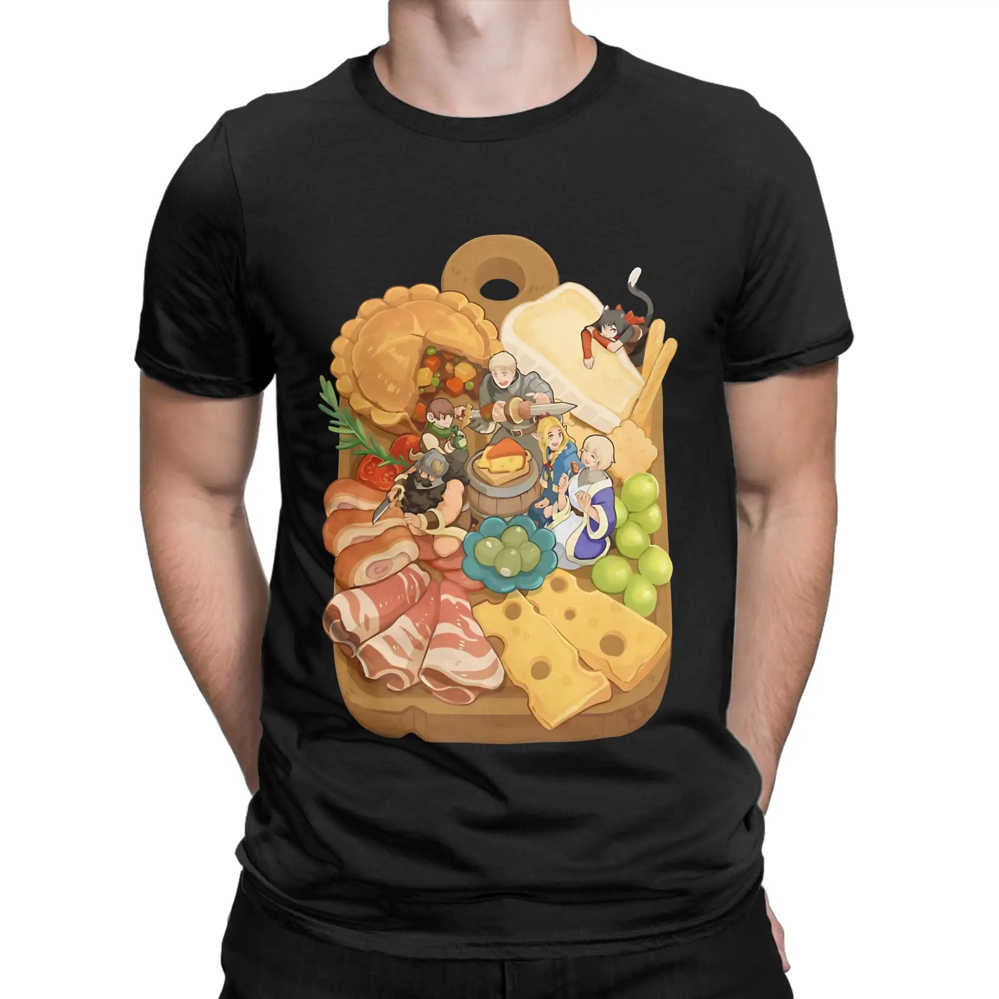 fantasy food explorer Funny Graphic 100% Cotton T-Shirt Dungeon Meshi Tees Tops For Men