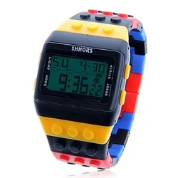 SHHORS-Relógios Digitais LED de Plástico Feminino, Rainbow Watch, Relógio de Pulso Eletrônico, Marca Fashion