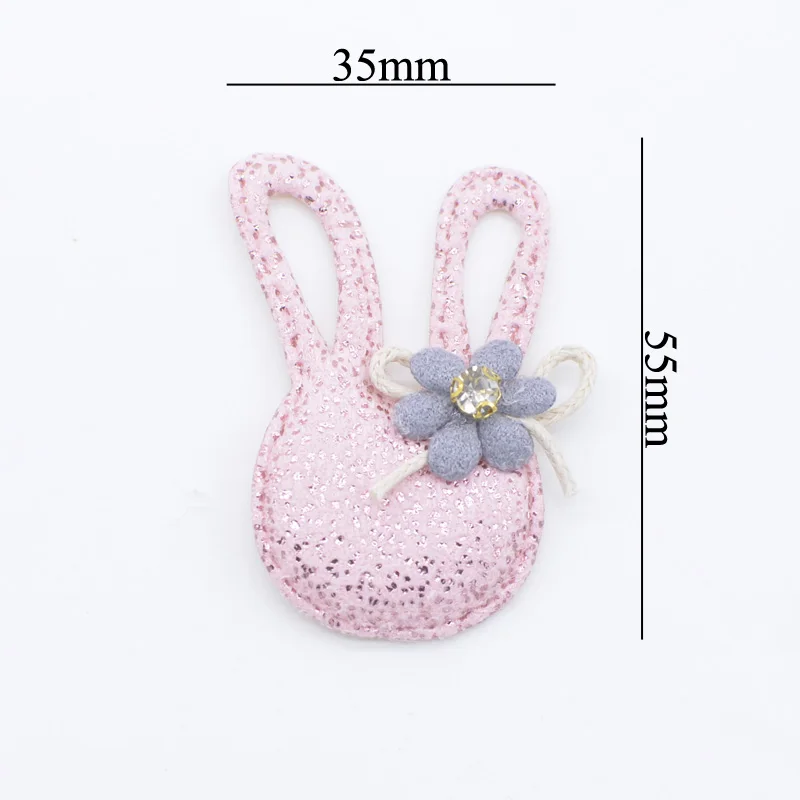 10Pcs Kawaii Rabbit with Flower Rhinestone Applique for DIY Clothes Hat Patch Fabric Sewing Crafts Leggings Leg Socks Decor