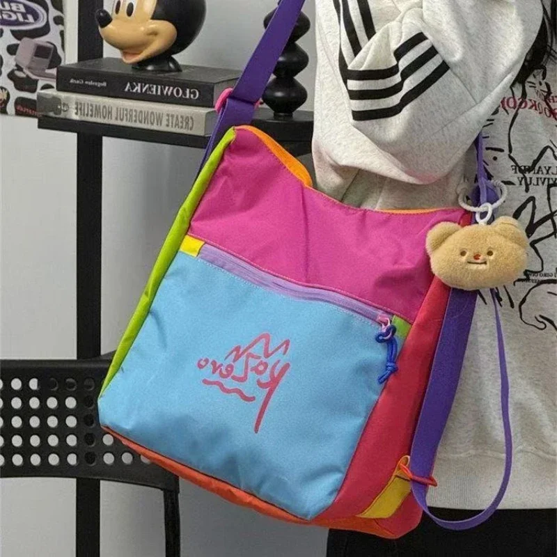 Creative Multi-pocket Color Matching Women's Zipper Lightweight Shopping Storage Bag