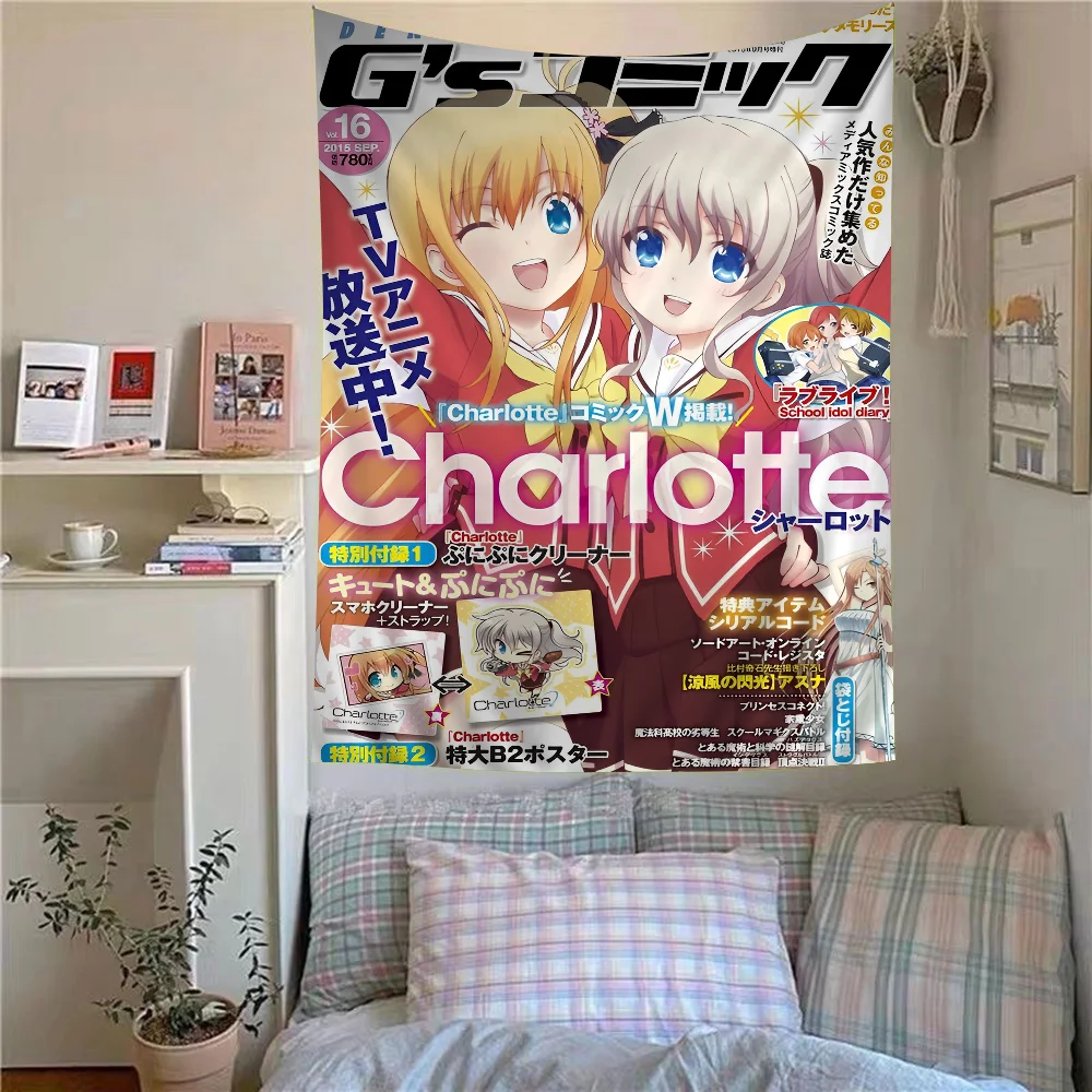 Anime Charlotte Classic Vintage Hanging Bohemian Tapestry Bohemian Wall Tapestries Mandala Cheap Hippie Wall Hanging