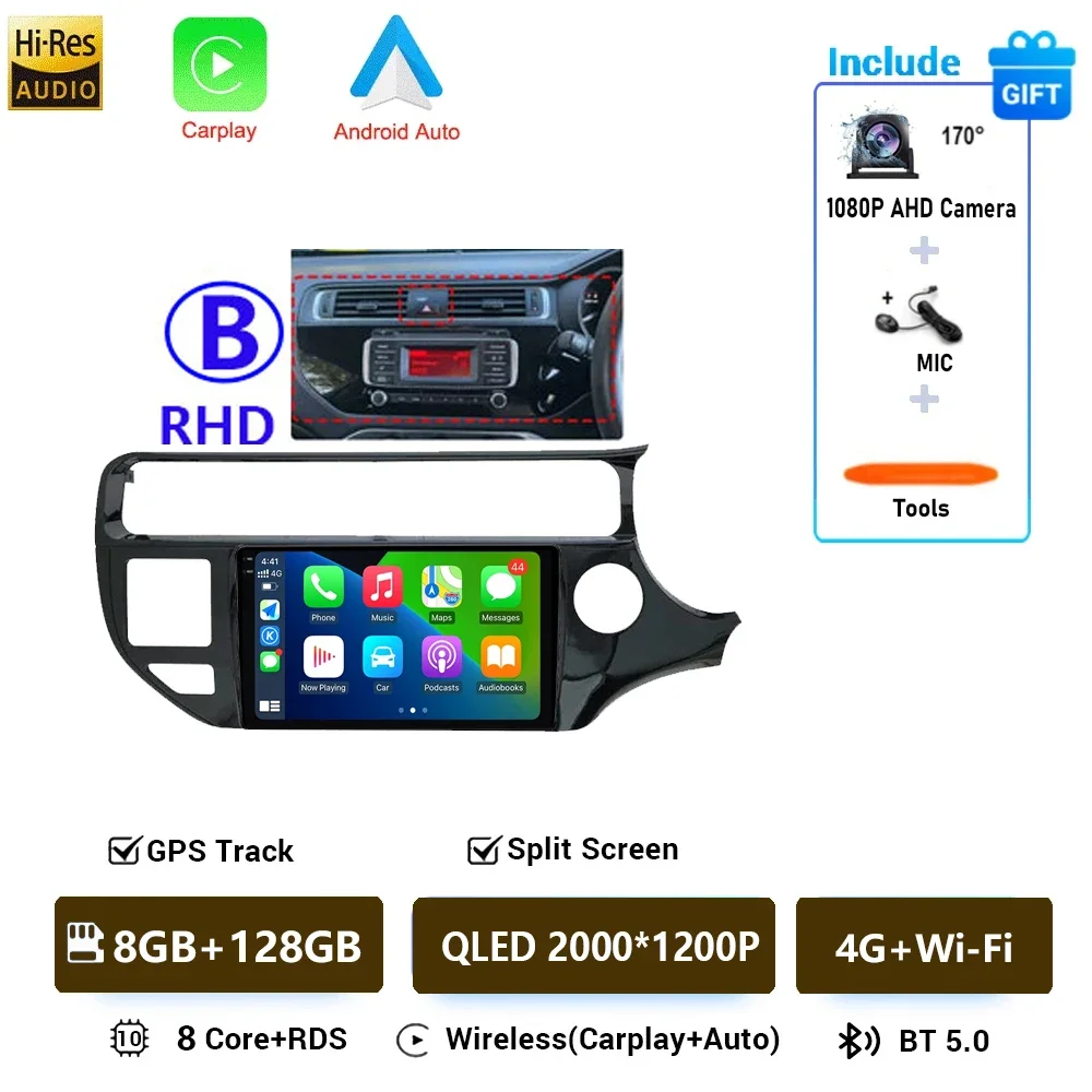 Android 16 Autoradio voor KIA K3 RIO 2011 2012 2013 2014 2015 Multimedia Speler 2 Din Carplay Stereo GPS Wifi DVD Luidsprekers 4G