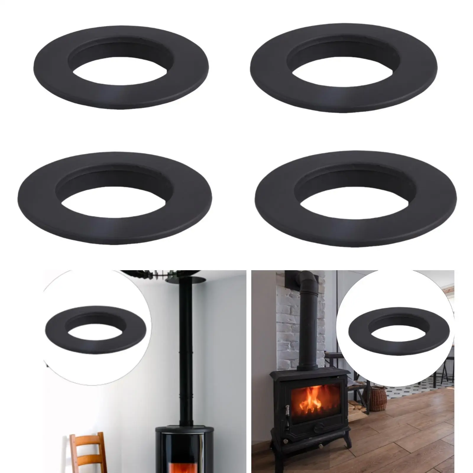 Chimney Pipe Trim Collar for Stovepipe, Replacement Component