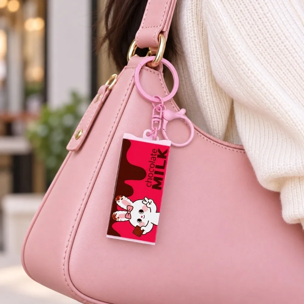 Portable Fidget Keychain Cartoon Patterns Bendable Chocolate Keychain Breaking Design Reusable Bendable Keychain Bag Pendant