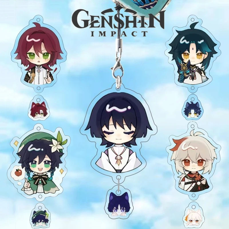 Game Genshin Impact Kaedehara Kazuha Wanderer Balladeer Venti Xiao Keychain Cosplay Acrylic Keyring Phone Chain Bag Accessories