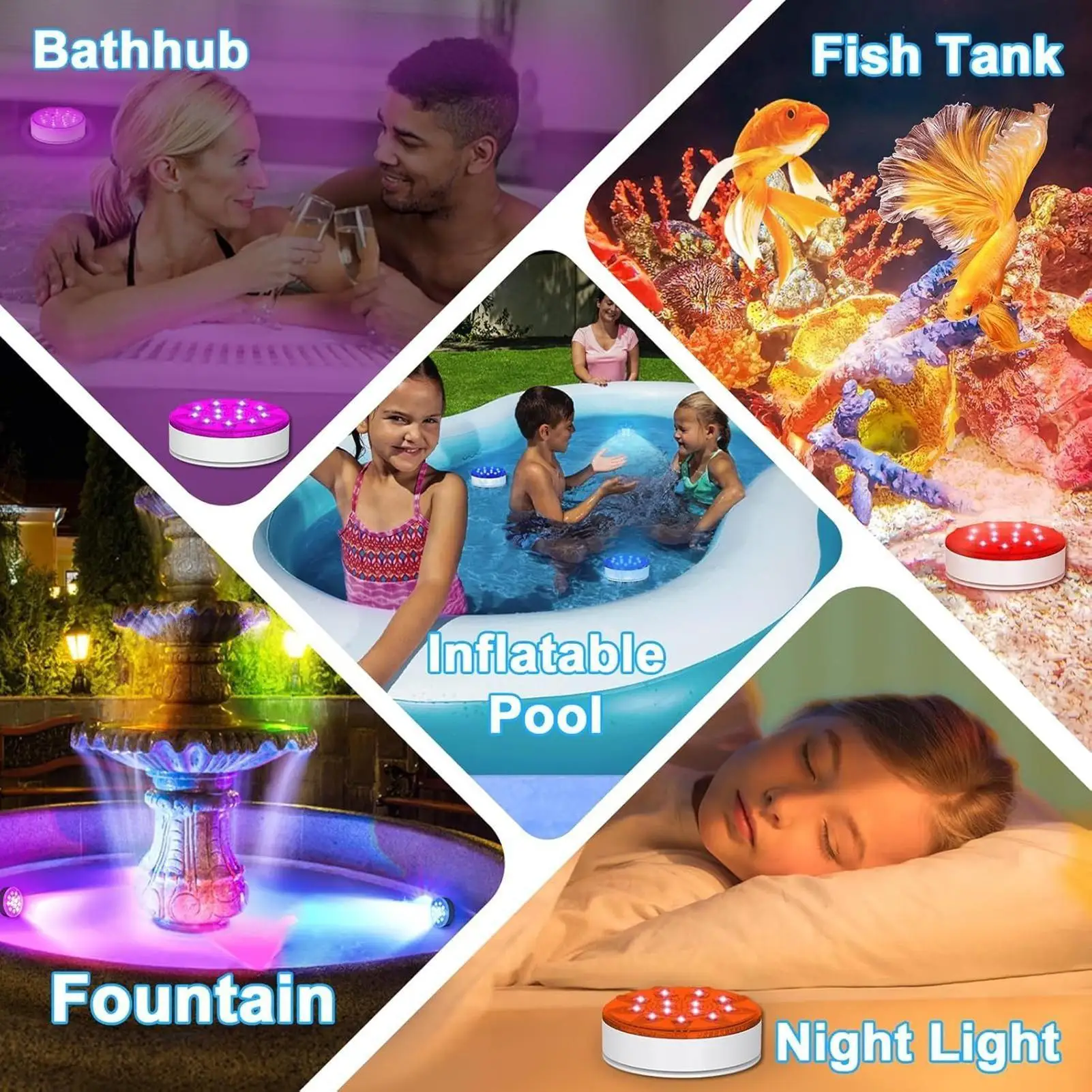 Pool Lights Lights For Pool With Remote Control 2 Piece Rechargeable Bulb Lamp Spotlight 16 Colors Waterproof For Porch Poolside