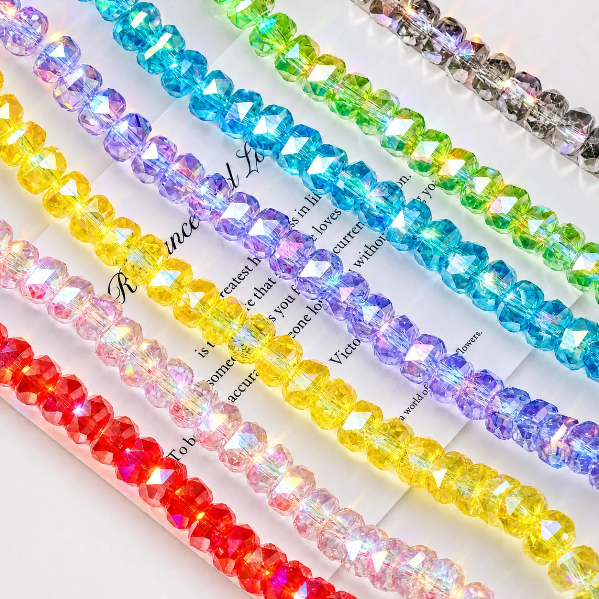 10/30pcs 8x5mm Faceted Crystal Wheel Beads AB Color Glass Rondelle Beads For DIY Bracelet Phone Chain Jewelry Making Accessories