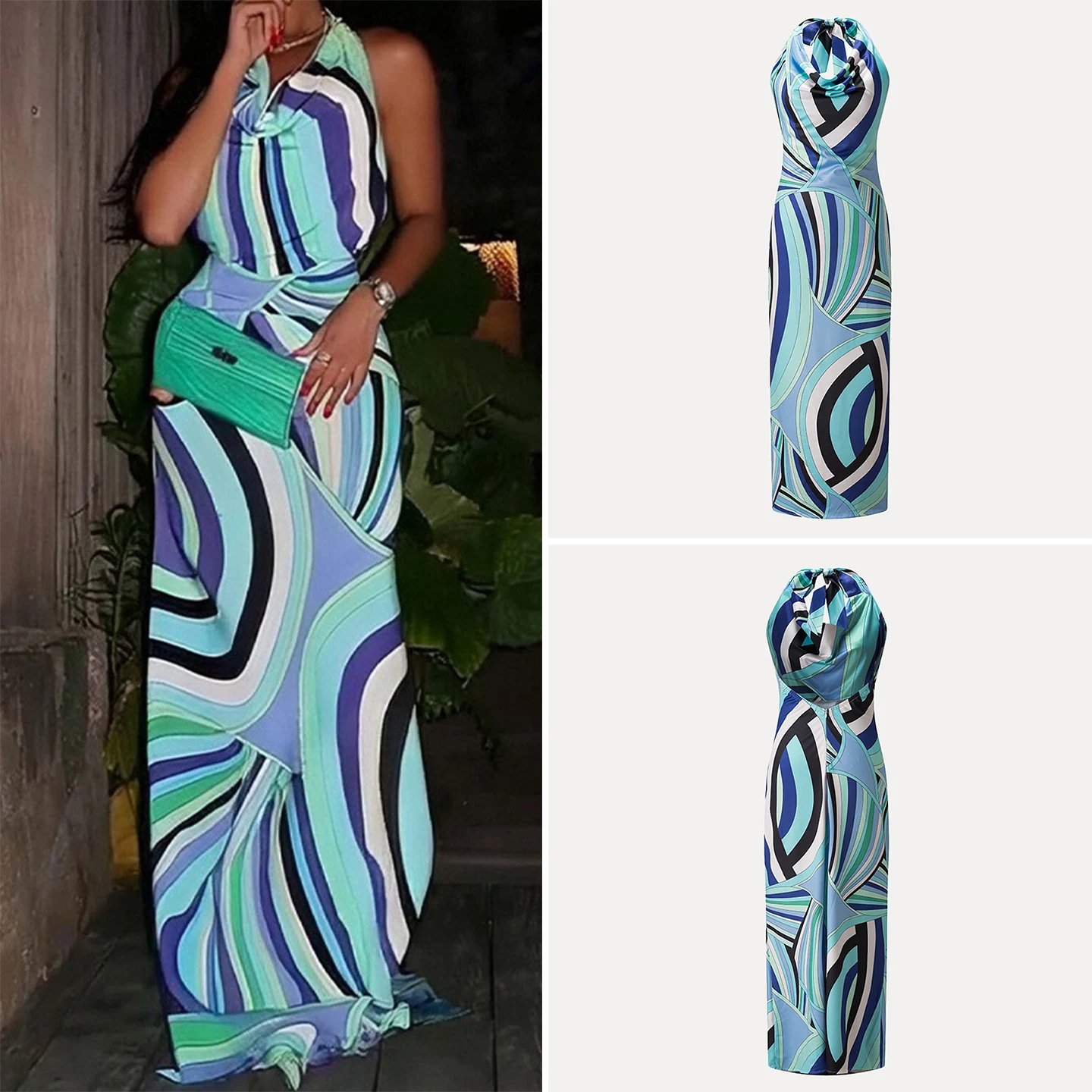 Z 2025 Herbst Neue frauen Lange Slim Fit Dr Hängen Ne Kleid Midi Rock Drucken Keine Sve Bodycon Dr Casual tragen