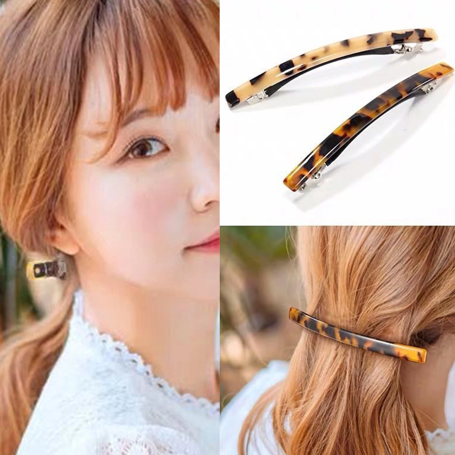 1 Stuk Vrouwen Mode Acetaat Geometrische Haarclips Vintage Haarspelden Lange Haarspeldjes Alle Match Mode Haaraccessoires Geschenken