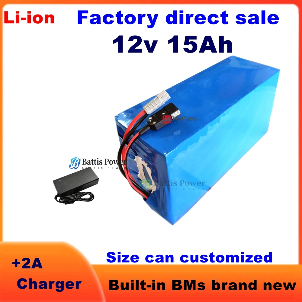 Brand Lifepo4 12v 15Ah no 16Ah battery pack backup power 12.8v 20A DC rechargeable for camera 240W golf trolley Toys +2A charger