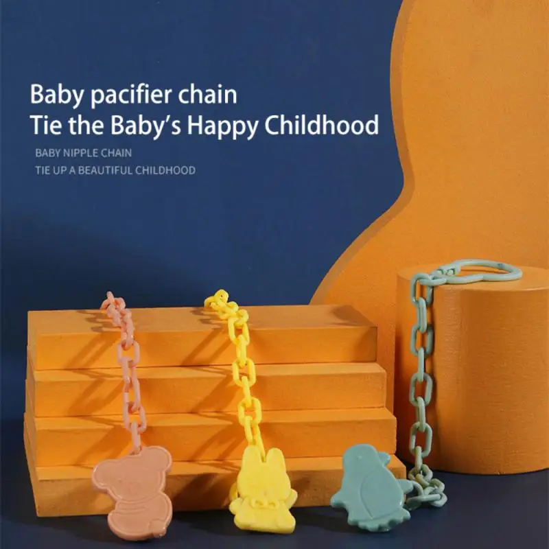 Chewing Toys Baby Chewing Pacifier Clip Cartoon Wooden Bracket Silicone Bead Pacifier Chain Pacifier Clip Chain Beech Wood Chain