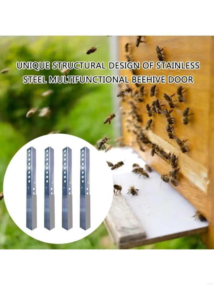  Bees Hives Sliding Mouse Guards Travel Gate Bees Hives Door Entrance Gate Escapeproof Hives Entrance Reducer Frame Beekeeping