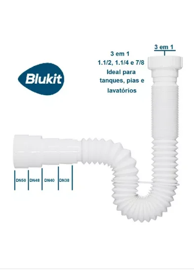 Universal WHITE Sanfonated Siphon 0,70cm