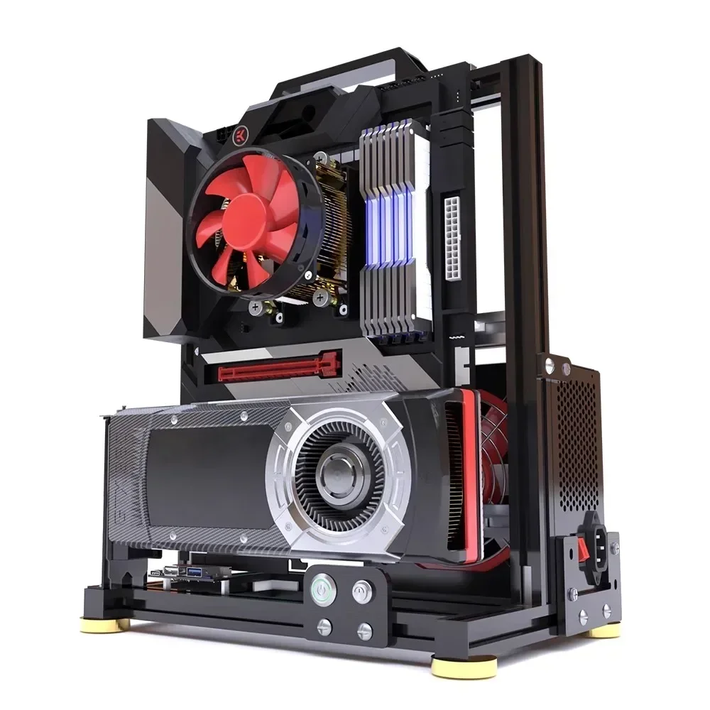 Mini ITX MATX ATX Gamer ตู้,MOD เดสก์ท็อป Casing PC เปิดกรอบ Rack,water Cooler คอมพิวเตอร์เกมแนวตั้งบุคลิกภาพ