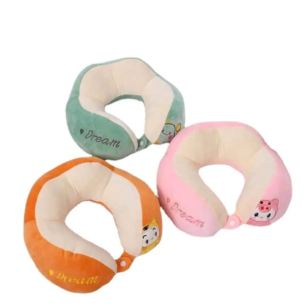 Cartoon Animal U-shaped Plush Pillow Dog Tiger Piggy Bunny Travel Plush Neck Pillow Soft Cotton Sleep Camping Pillow Plane