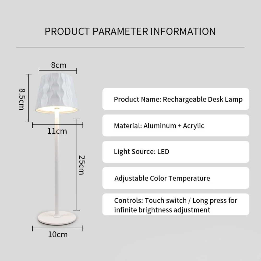 Wireless Touch Wave Table Lamp 3 Colors Rechargeable Desktop LED Night Light Creative Bedside Bar Ambient Decoration Lighting