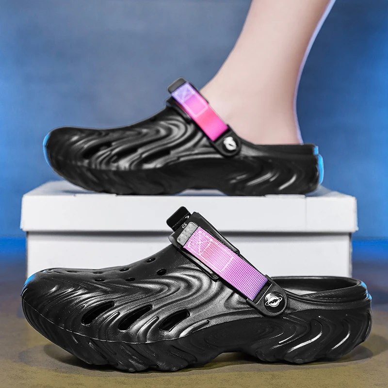 New plus size men's slippers sports and leisure thick soled slippers hole garden shoes outdoor activity flooring household shoes
