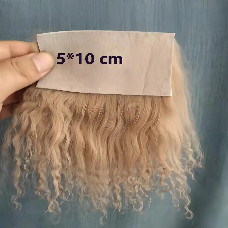 ▶1Pcs Dolls Accessories Mongolia Fur Sheepskin Wool Extensions Curly Texture Hair Row Curly Hair Extensions SD Blyth Wigs Hair