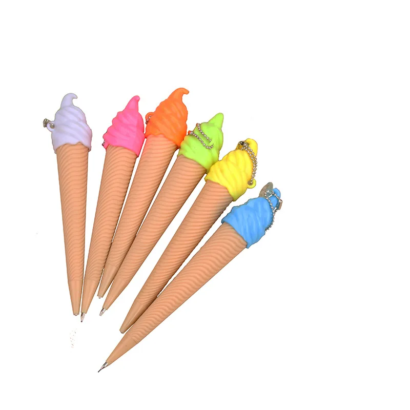 Ice Cream Mechanical Pencil for Kids, Simulation Food, Automatic Painting Pencil, Papelaria coreana, Suprimentos para estudantes, Presente, Bonito, 6pcs