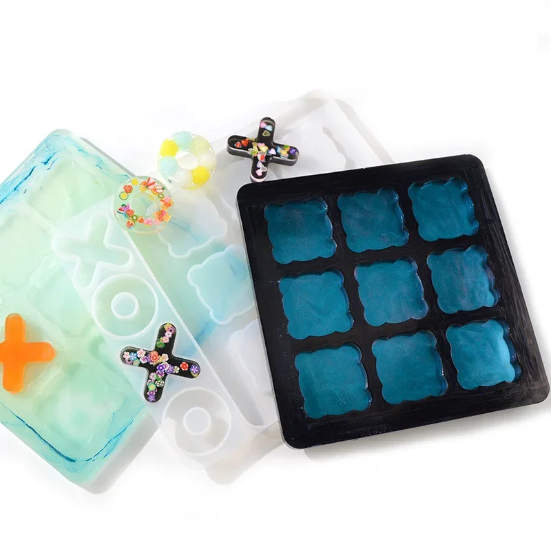 Handmade Tic-Tac-Toe Silicone Casting Molds Jewelry Accessories Making Crystal Epoxy Resin Mould  For DIY Tic-Tac-Toe Game Craft