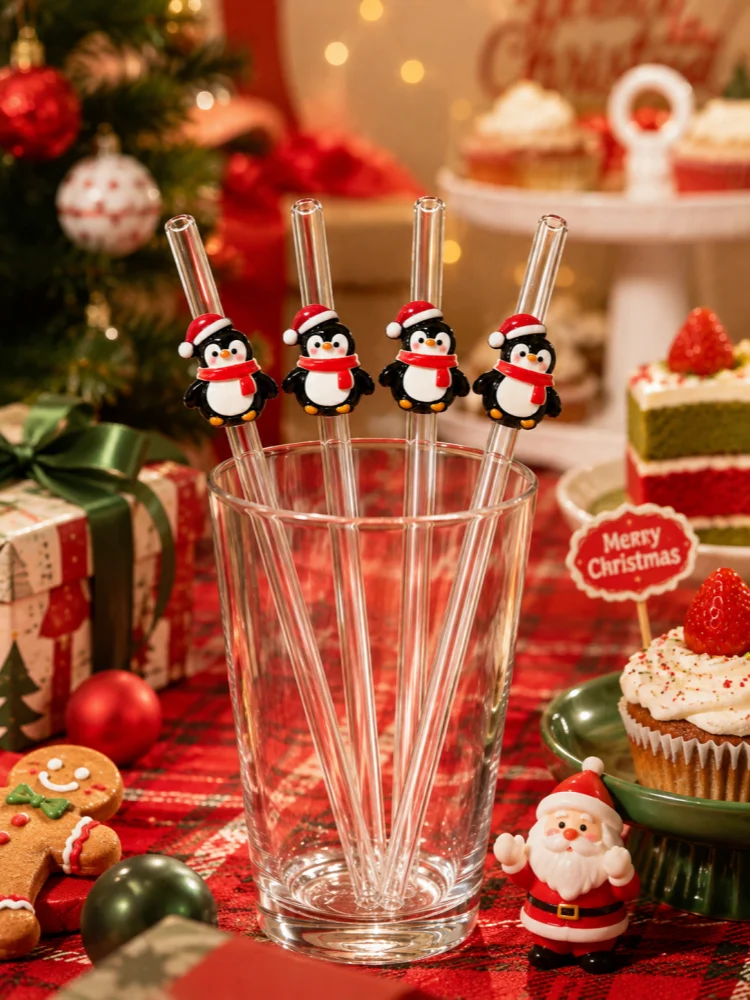 3PCS Christmas Cute Penguin De - Reusable Straw 评论和价格