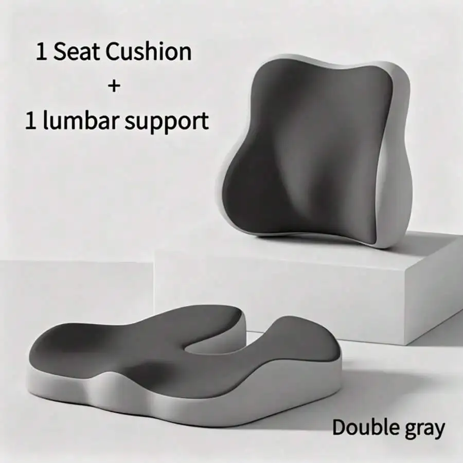 Ergonomic Seat Cushion + Lumbar Support Set - Designed To Fit The Human Body's Curves, Suitable For All Seasons | Ideal For Home