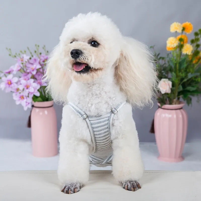 Striped Pet Physiological Pants One-Piece Strap Dog Menstrual Pants Teddy Bichon Bear Puppy Sanitary Pants Dog Underpants Shorts