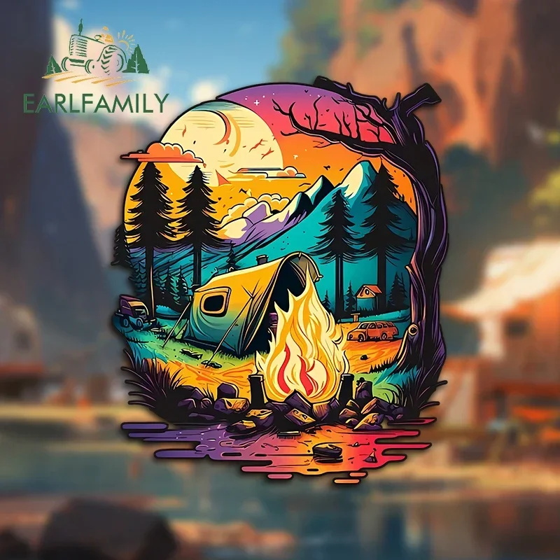 

EARLFAMILY for Camping Travel Campfire Mountain Night Car Stickers Car Styling Fashionable Decals Scratch-Proof Accesorios