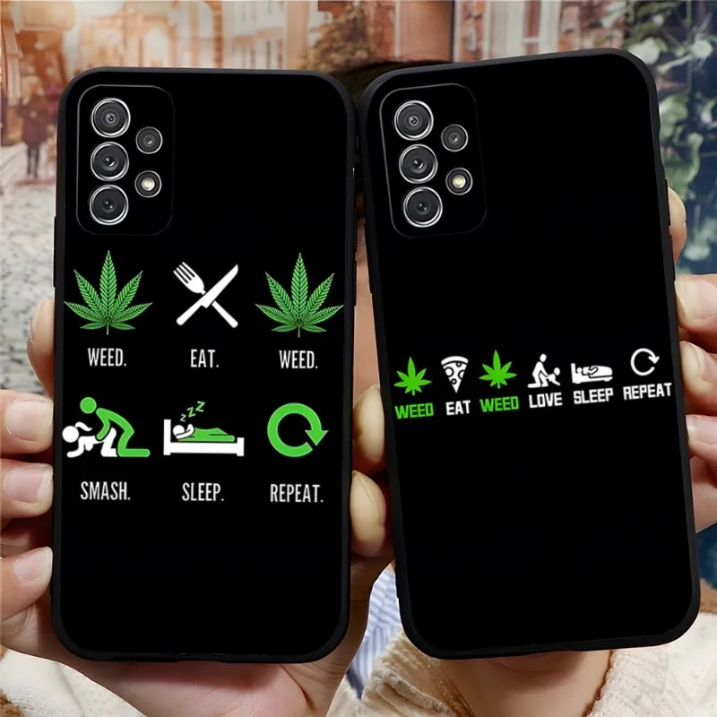 Eat Weed Sleep Music Phone Case Funda For Samsung S22 S21 S20 S30 S9 S10 S8 S7 S6 Pro Plus Edge Ultra Fe Silicone Soft Cover