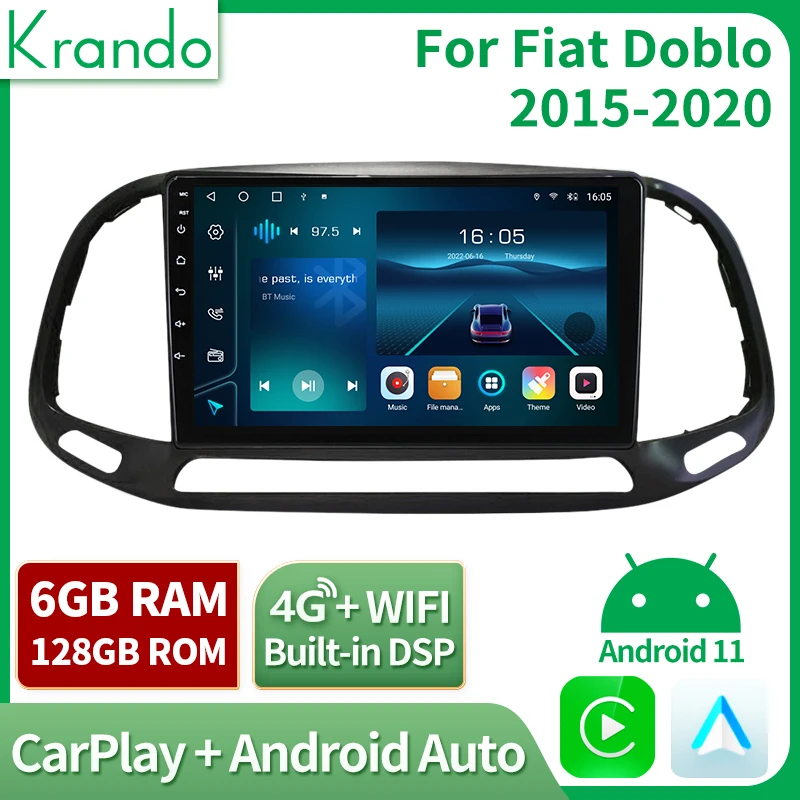 

Krando Android 11 DSP Car Radio Multimidia Video Player Navigation GPS For Fiat Doblo 900PX 2015-2020 2din Head Unit Carplay